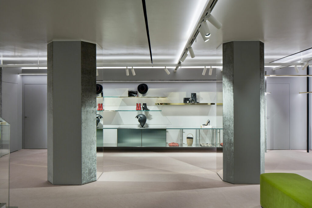 Interior of LE NOIR luxury multi-brand boutique in Veneto, Italy