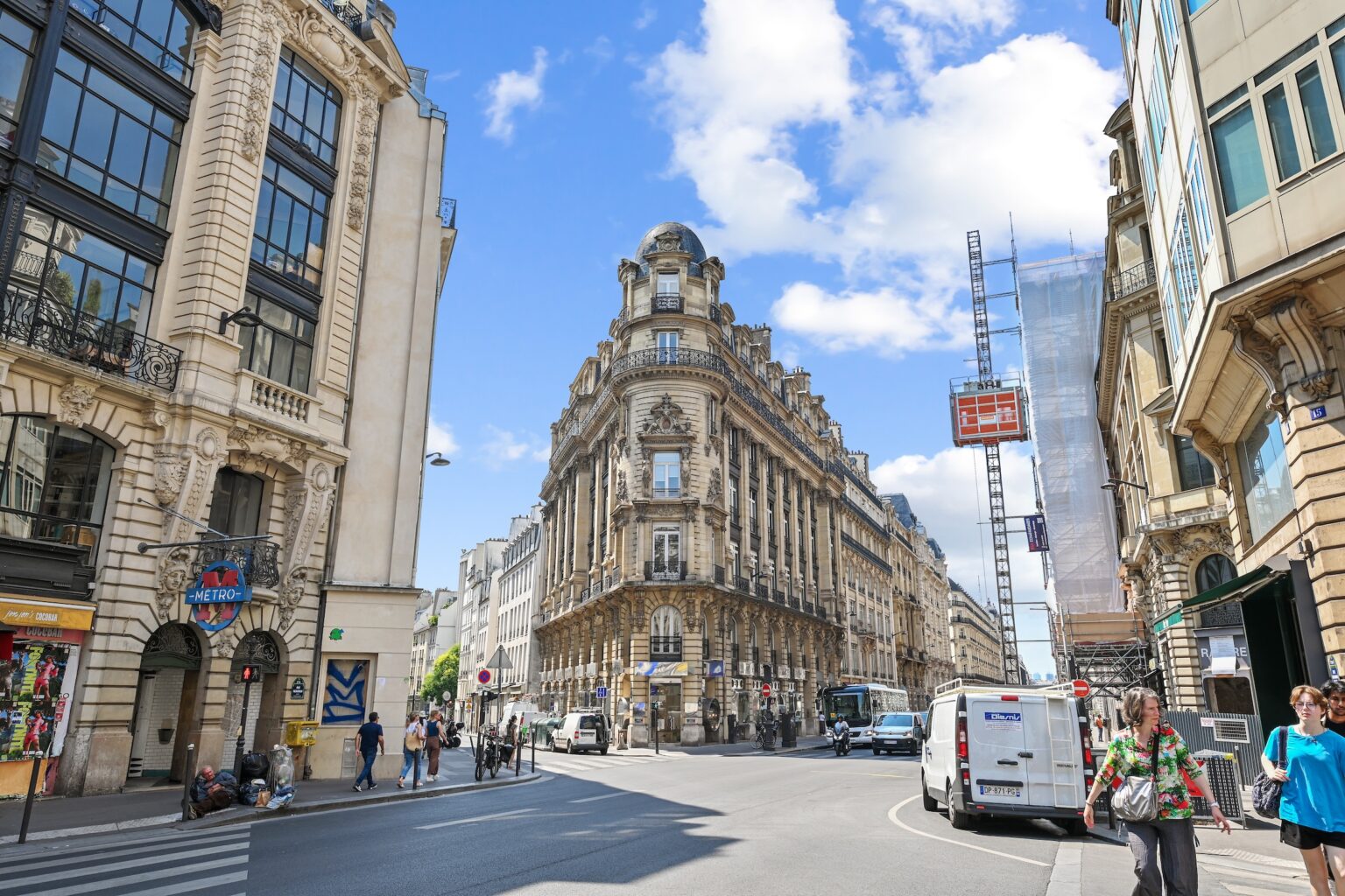 Street view near Espace Réaumur with Haussmann buildings and wide boulevard