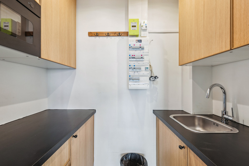 Kitchenette inside Paris showroom rental space
