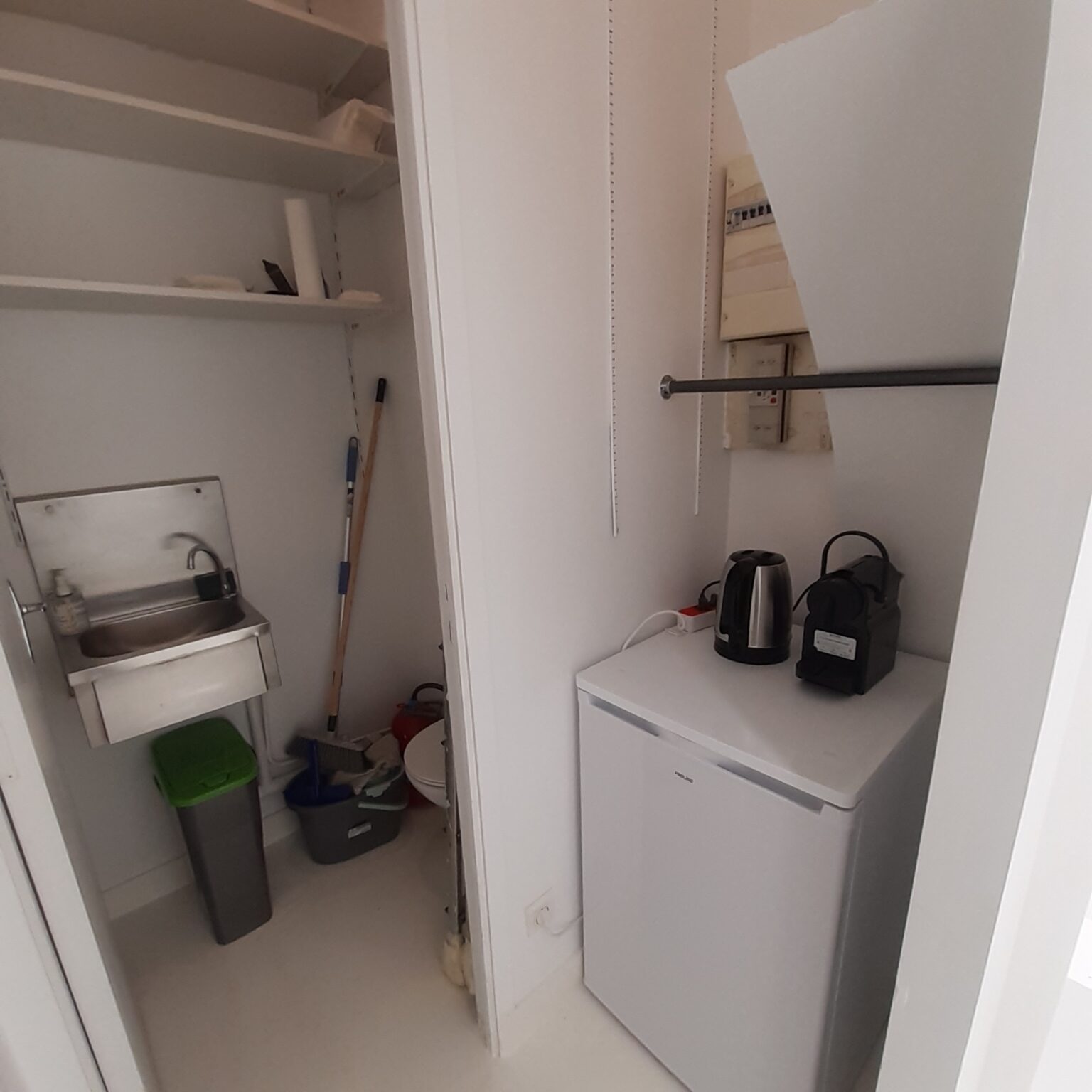 Backstage utility area in 43 Rue Charlot showroom