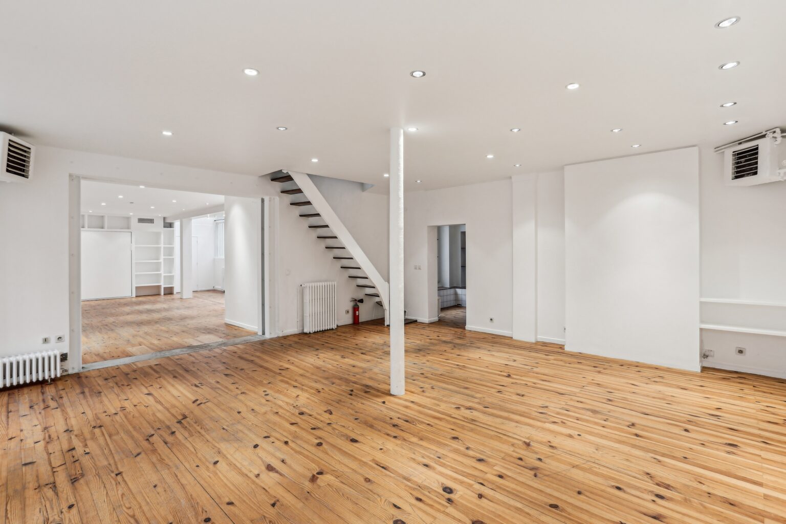 Entrance view into ground floor showroom space.